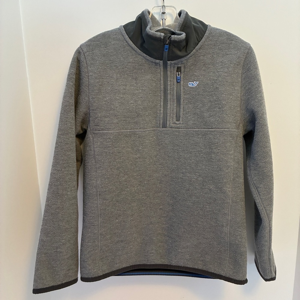 Vineyard Vines Boy's Mountain Sweater Fleece Quarter-Zip Gray Size S (8-10)